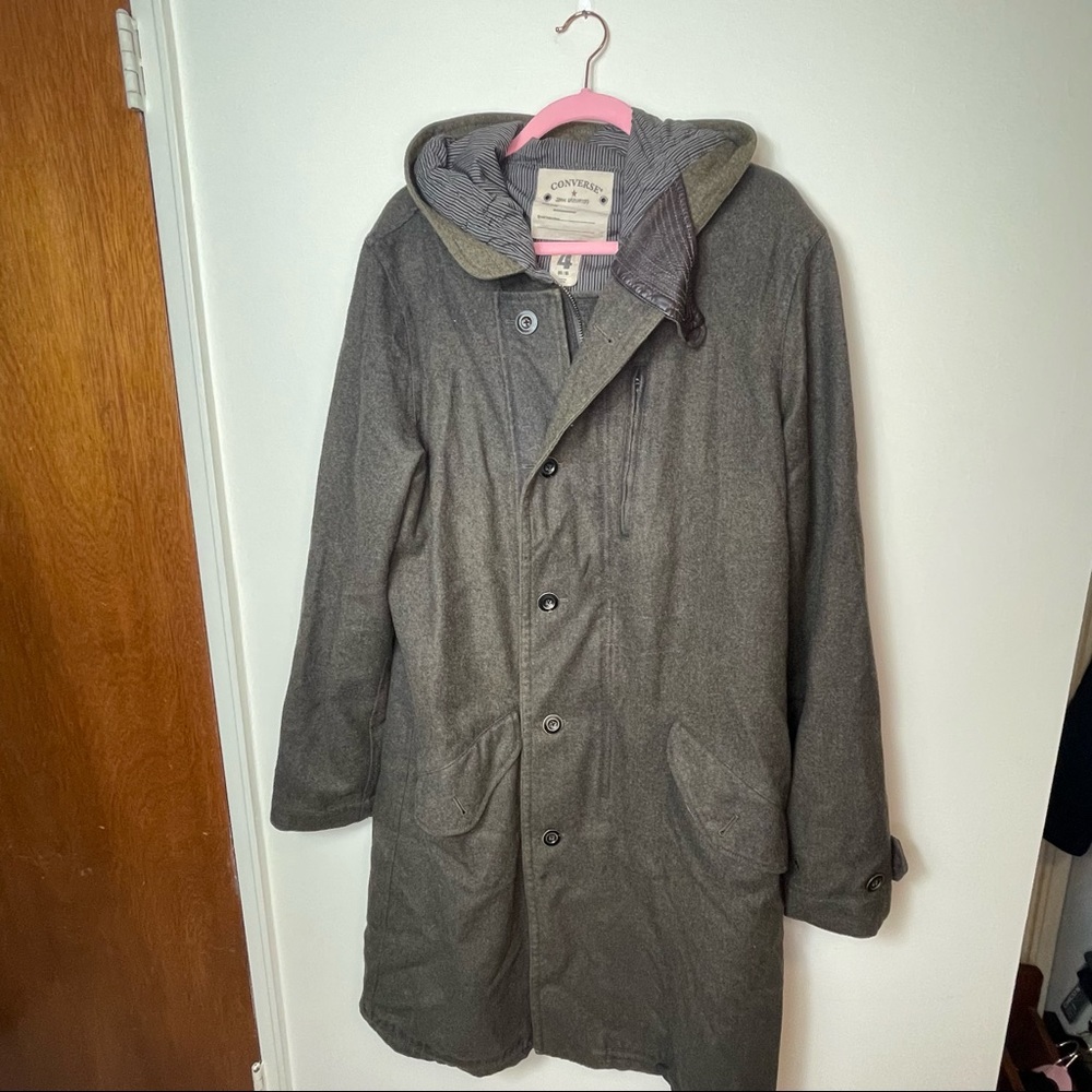 John Varvatos x Converse Collab Black/Brown/Grey Wool Coat Size XL